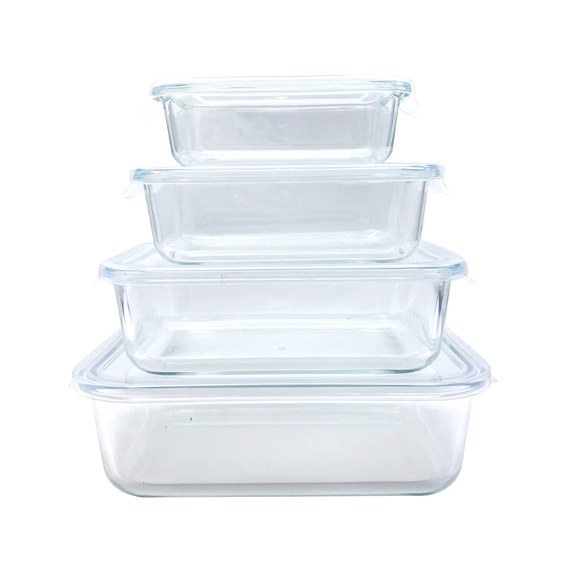 Simple Lid Glass Food Containers Rectangular Meal Prep Borosilicate Glass