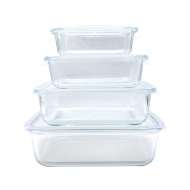 Simple Lid Glass Food Containers Rectangular Meal Prep Borosilicate Glass