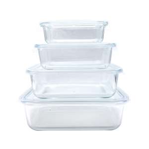 Simple Lid Glass Food Containers Rectangular Meal Prep Borosilicate Glass