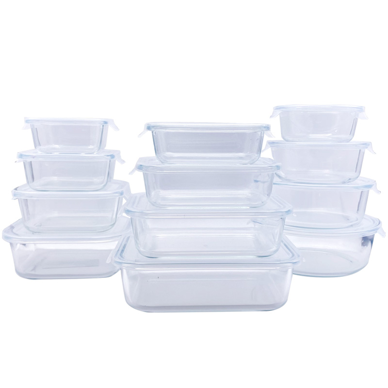 Simple pp Lid Meal Prep Glass Food Container Glass Box for Food Microwave Food Storage