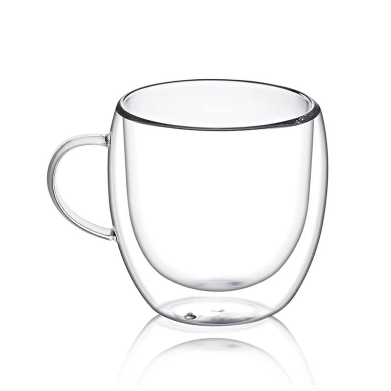 Wholesale Customized Large 100ml 180ml 250ml 350ml 450ml clear Borosilicate Insulated Double Wall Glass Coffee Tea Cups Mugs with Handle