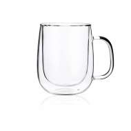 Consing Double Wall Glass Coffee Mug, 4.1-16.9oz (120-500ml), 5 Pieces, Insulated Glass, Handle, Double Wall Construction, Tea, Microwave Freezer Safe