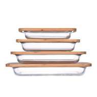 Rectangular Glass Baking Dish with Bamboo Lid