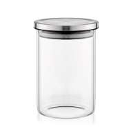 Wholesale Round 95mm 100mm clear Food Grade Glass Storage Jar with Stainless Steel Lid