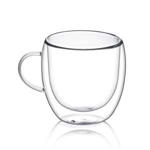 Wholesale Customized Large 100ml 180ml 250ml 350ml 450ml clear Borosilicate Insulated Double Wall Glass Coffee Tea Cups Mugs with Handle