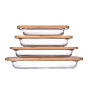 Rectangular Glass Baking Dish with Bamboo Lid