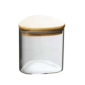 Canister Triangular Glass Kitchen Canisters with Airtight Bamboo Lid Borosilicate Glass Storage Jars for Kitchen