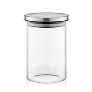 Wholesale Round 95mm 100mm clear Food Grade Glass Storage Jar with Stainless Steel Lid