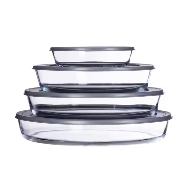 Glass Baking Dish with Plastic lid, Oval Glass Bakeware with Lids