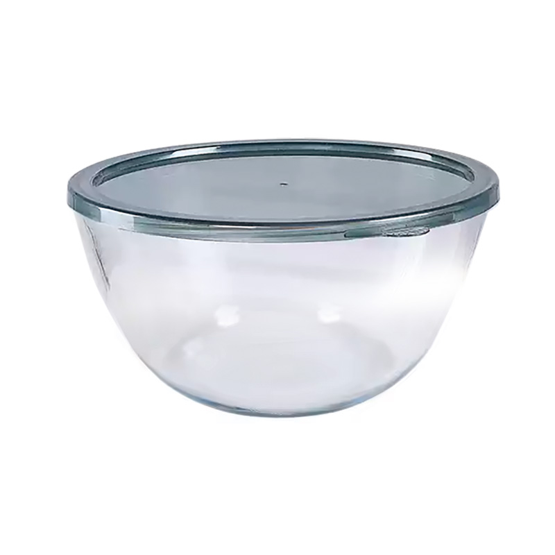 Large Glass Salad Bowl Glass Mixing Bowl with PP Lid Stackable High Borosilicate Bowl