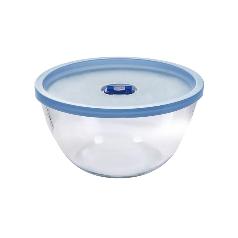 Premium Quality Glass Mixing Bowl Round Glass Fruit Salad Food Prep Serving Bowl with PP Lid