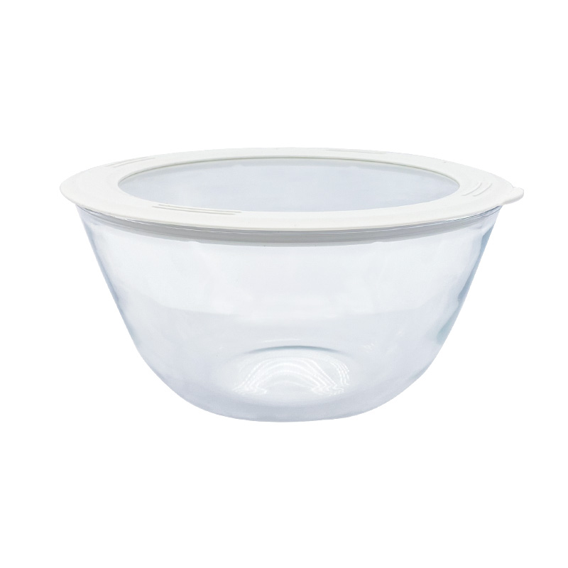 Stackable Round Clear Glass Bowls Heat Resistant Mixing Bowl with Tempered Glass Lid