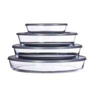 Glass Baking Dish with Plastic lid, Oval Glass Bakeware with Lids