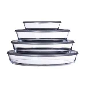 Glass Baking Dish with Plastic lid, Oval Glass Bakeware with Lids