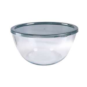Large Glass Salad Bowl Glass Mixing Bowl with PP Lid Stackable High Borosilicate Bowl