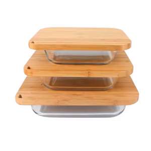 Eco-Friendly Glass Bakeware High Borosilicate Glass Baking Dish with Bamboo Lid