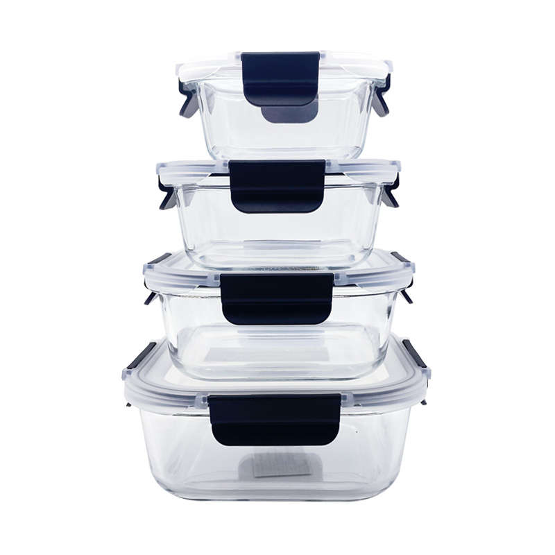 Removable Lock Glass Container Box Square