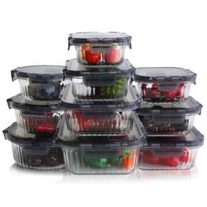 NEW Wave Design Glass Food Storage Containers with Removable Lids Meal Prep  Glass Container