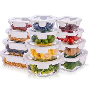 Food Storage Airtight Heat Resistant Glass Container with Glass Lid