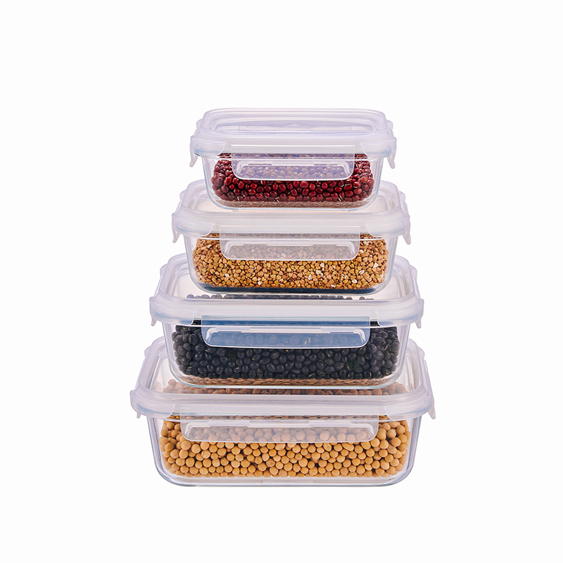 CONSING fast delivery on stock rectangular glass food storage container with locking lids