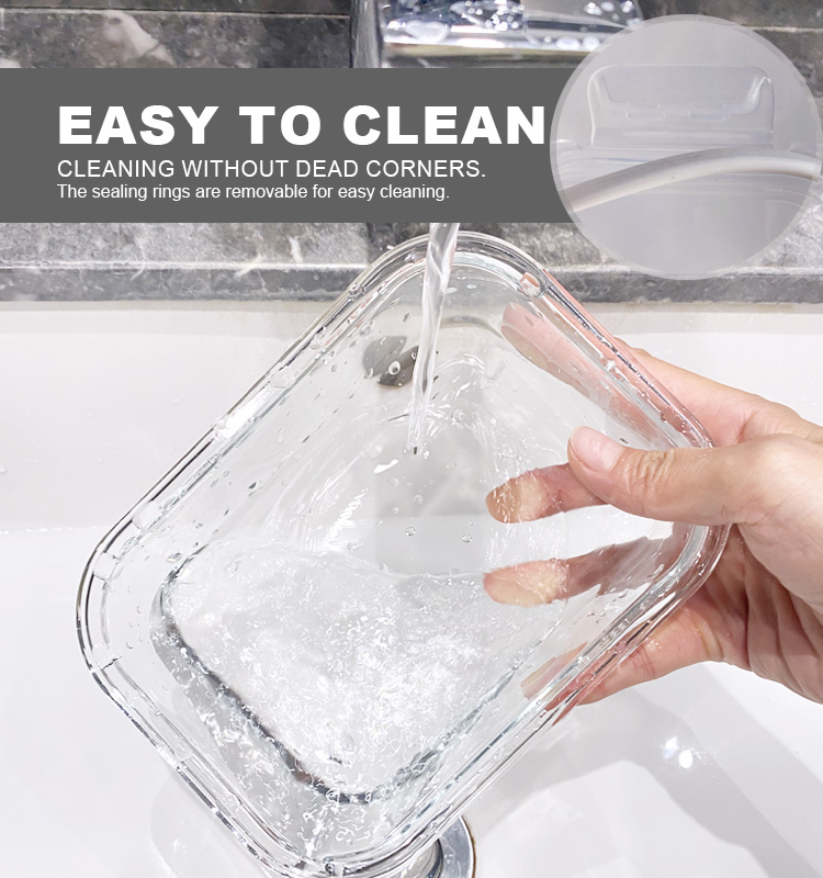 CONSING fast delivery on stock rectangular glass food storage container with locking lids