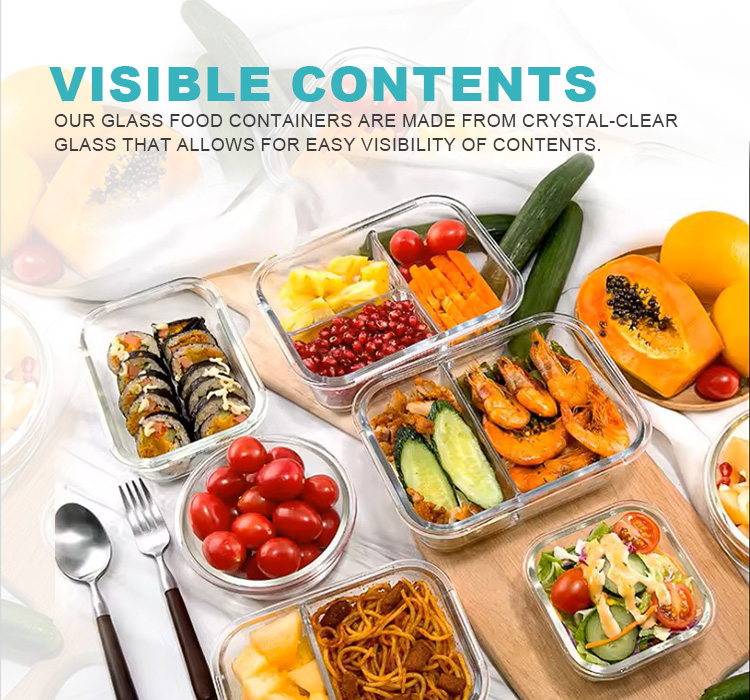 CONSING fast delivery on stock rectangular glass food storage container with locking lids