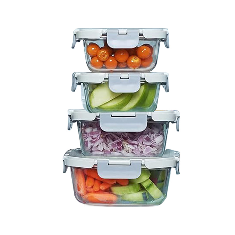 Kitchen Borosilicate Glass Storage Food Container With Vacuum Lids, Microwave, Oven Fridge Safe