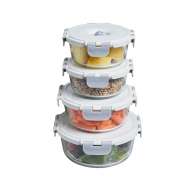 Modern Design Vacuum Glass Food Storage Containers Silicone Kitchen Lids Microwave Oven Safe