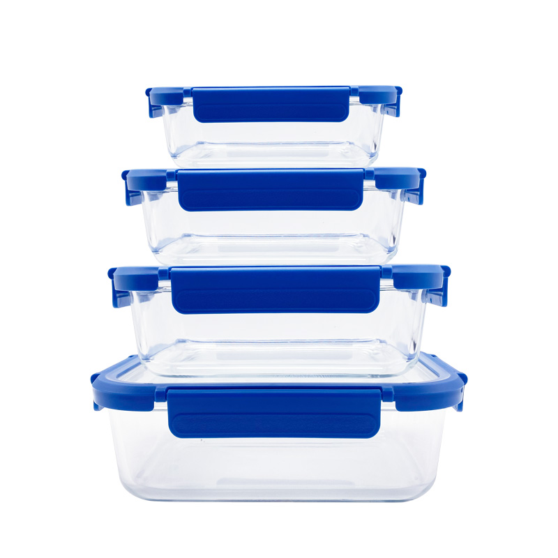 Airtight Food Storage Containers with Glass Lid Rectangular