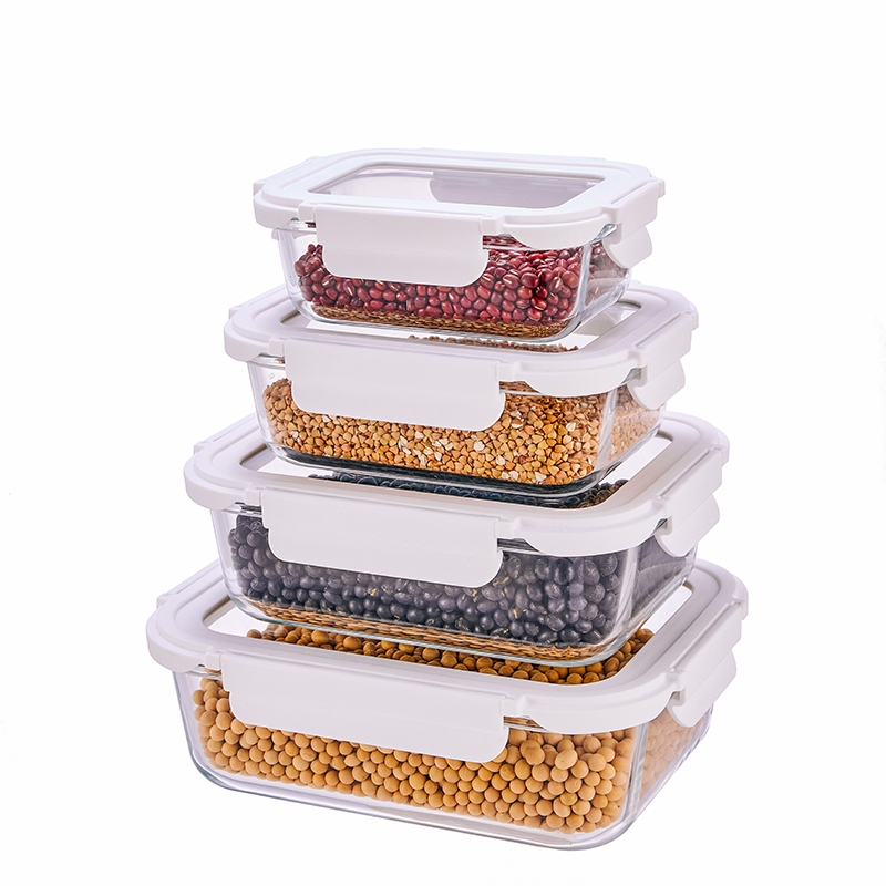 Rectangular BPA-Free Glass Food Container with Glass Lid