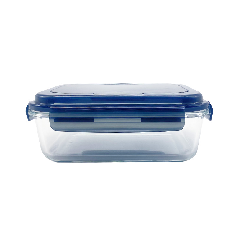 Bento-style Glass Food Container with Fork and Spoon, Microwave-safe Glass Storage Box, Rectangular