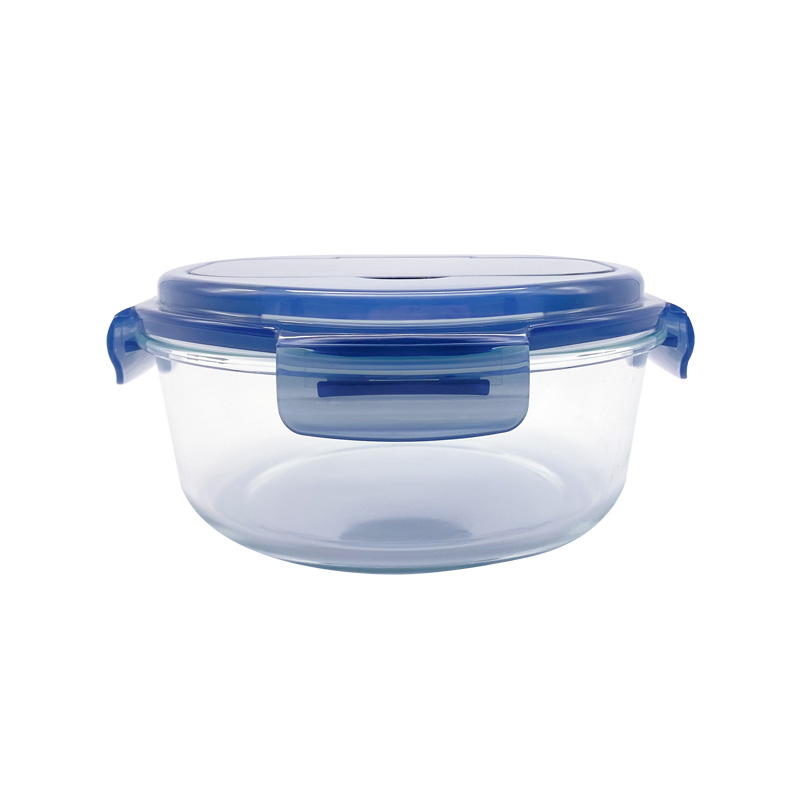 Glass Lunch Box With Fork and Spoon, Glass Food Storage Containers, Round
