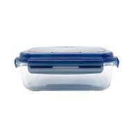 Bento-style Glass Food Container with Fork and Spoon, Microwave-safe Glass Storage Box, Rectangular