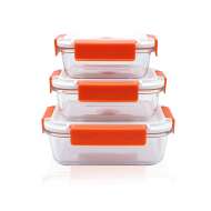Rectangular Glass Storage Food Container With Vacuum Lids, BPA-Free, Vacuum Lids for Airtight Seal