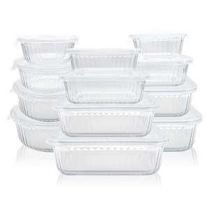 Ribbed Design Glass Food Container,Perfect for Lunch, Meal, and Food Prep