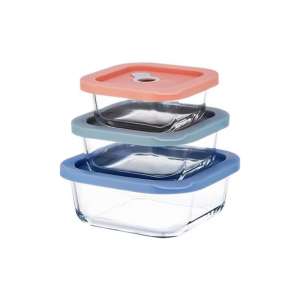 Eco-friendly Square Glass Food Storage Container with Silicone Lid, Perfect for Use Lunch Box