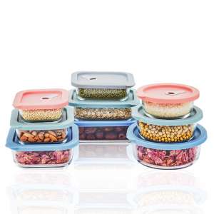 Reusable, BPA-free Glass Meal Prep Food Storage Container with Silicon Lid, Oven Microwave Diswasher Freezer Safe