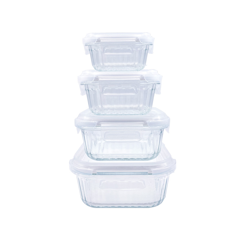 Wave Design Glass Containers with Lids, Glass Meal Prep Containers, BPA Free & Leak Proof, Square