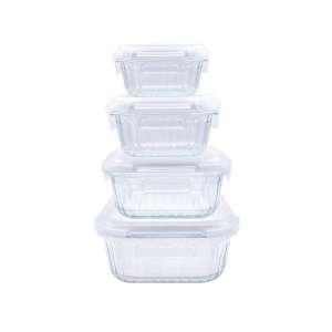 Wave Design Glass Containers with Lids, Glass Meal Prep Containers, BPA Free & Leak Proof, Square