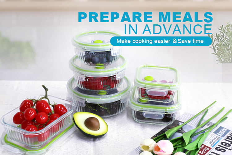 Wave Glass Containers with Vented Lids – Airtight, Leakproof, BPA-Free