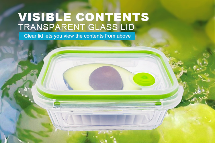 Ribbed Glass Containers with Vented Lids – Airtight, BPA-Free & Eco-Friendly, Rectangular