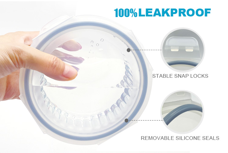 Ribbed Design Glass Meal Prep Containers with Lids, Leak-Proof, Food Storage