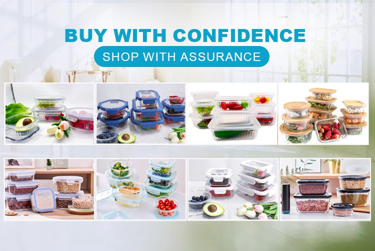 Ribbed Design Glass Meal Prep Containers with Lids, Leak-Proof, Food Storage