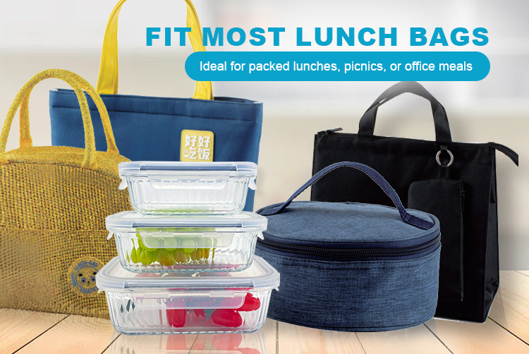 Rectangular Ribbed Design Glass Meal Prep Containers, Microwave-Safe Food Storage
