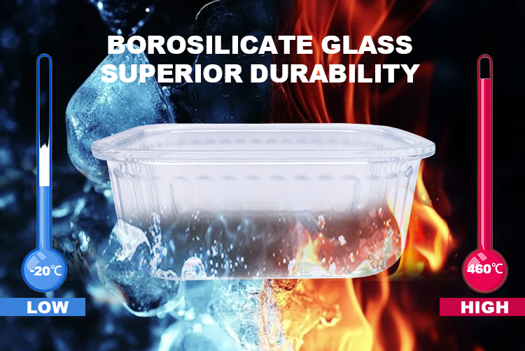 Square Modern Glass Container Set, Ribbed Design Glass container, Stylish & Leak-Proof
