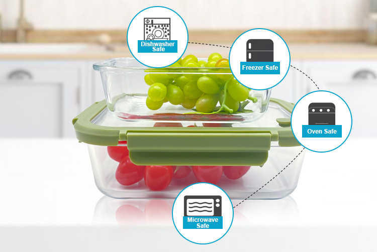Glass Food Storage Container with Vented Glass Lid-Airtight, BPA-Free, Microwave Safe