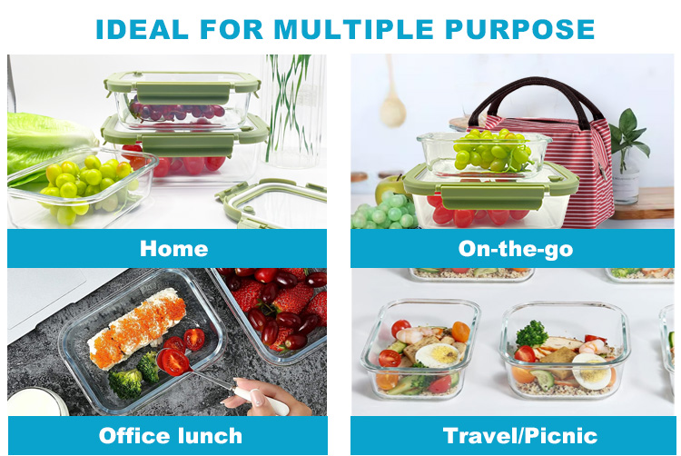 Glass Food Storage Container with Vented Glass Lid-Airtight, BPA-Free, Microwave Safe
