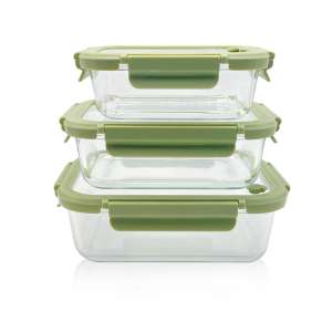 Glass Food Storage Container with Vented Glass Lid-Airtight, BPA-Free, Microwave Safe