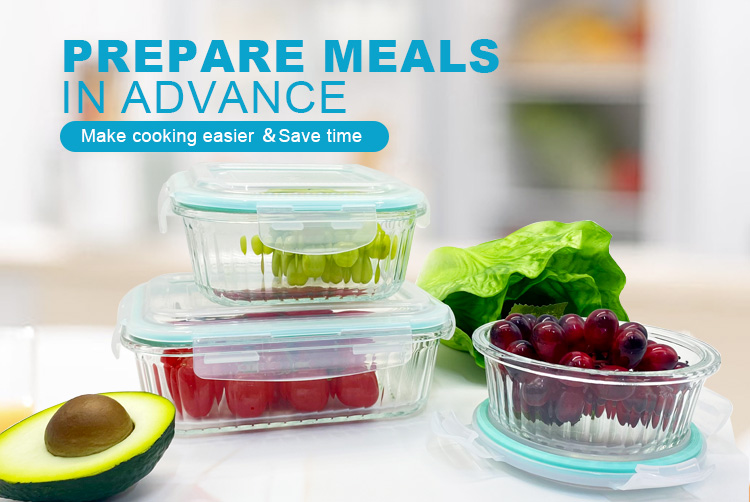 Ribbed Glass Food Storage Containers with Airtight Lids - Freezer, Oven & Microwave Safe