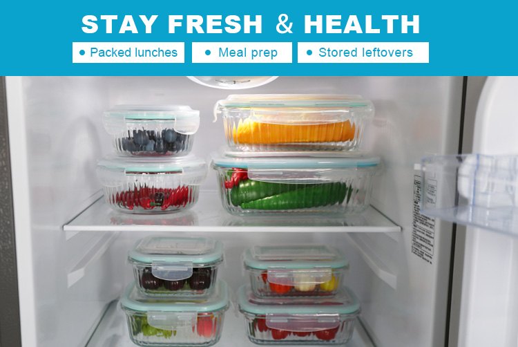 Ribbed Glass Food Storage Containers with Airtight Lids - Freezer, Oven & Microwave Safe